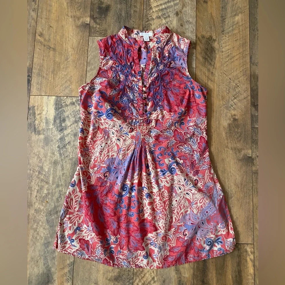 CHARTER CLUB Mandarin Collar Poplin Sleeveless Tunic, Size M, EUC